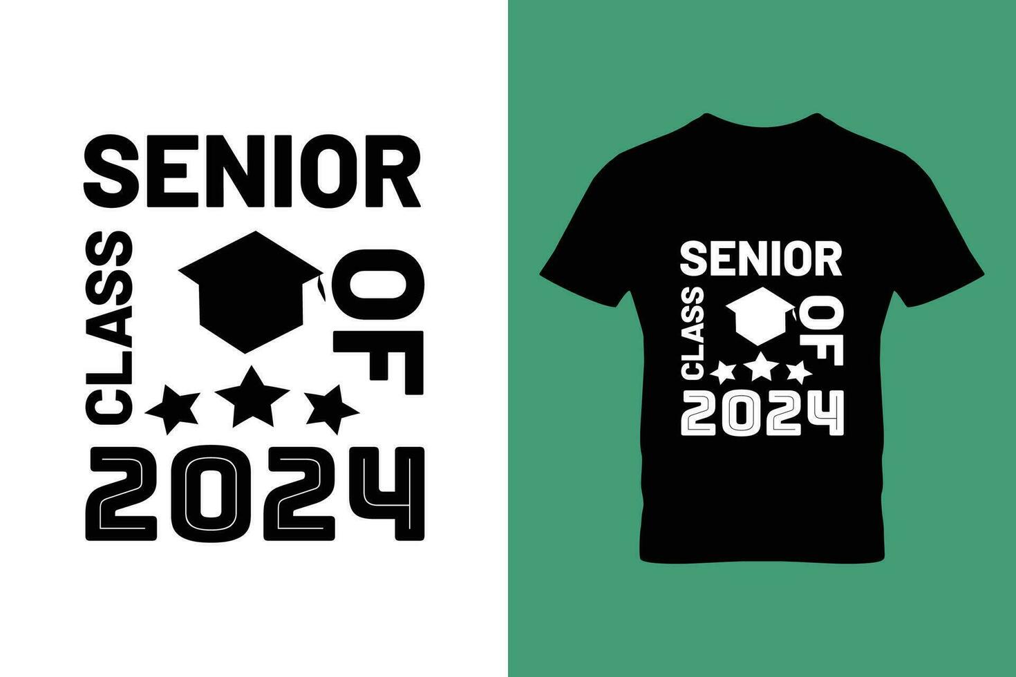 Senior Klasse von 2024 Typografie T-Shirt Design Vorlage. Vektor Abbildungen