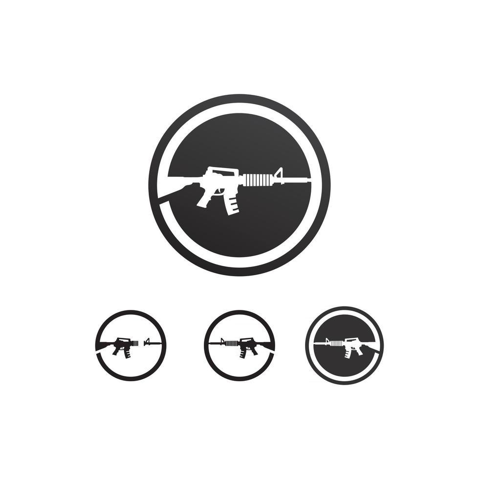 Waffenlogo und Armee Soldat Scharfschütze Schuss Vektor Design Illustration Militär Schuss Revolver