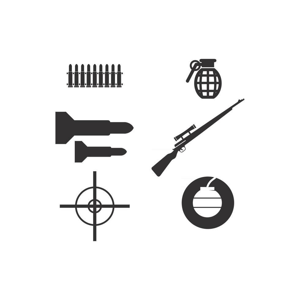 Waffenlogo und Armee Soldat Scharfschütze Schuss Vektor Design Illustration Militär Schuss Revolver