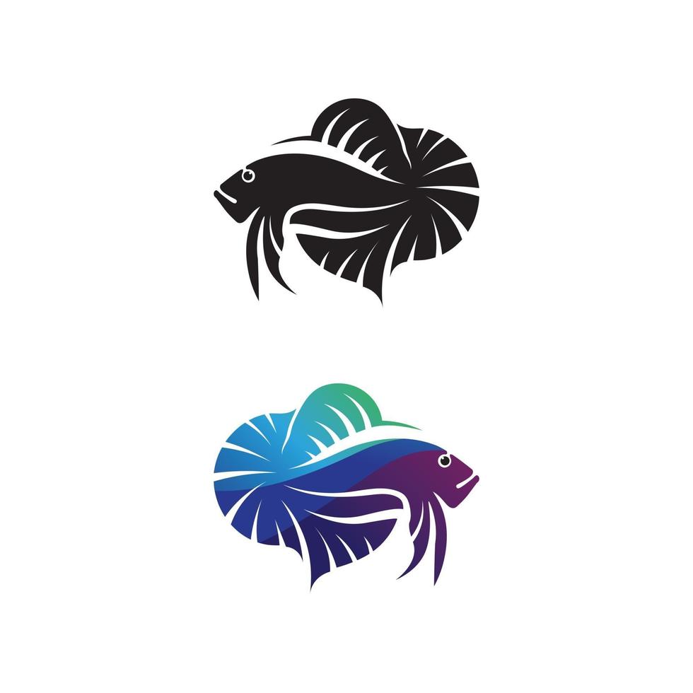 Fisch Tier aquatisches Logo Beta Fisch Design Vektor und Illustration