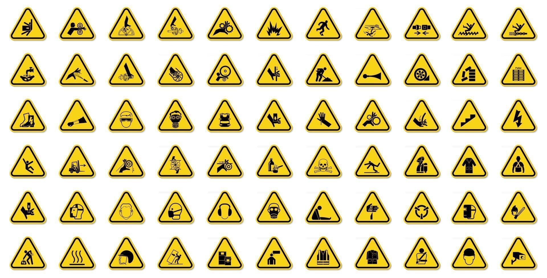 varningsfara symboler etiketter tecken isolera på vit bakgrund, vektorillustration vektor