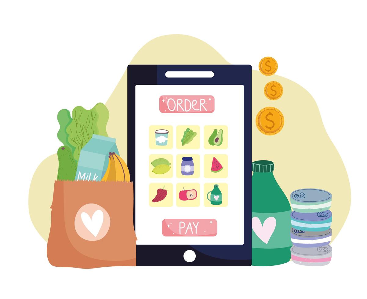 livsmedelsbutik online mat vektor