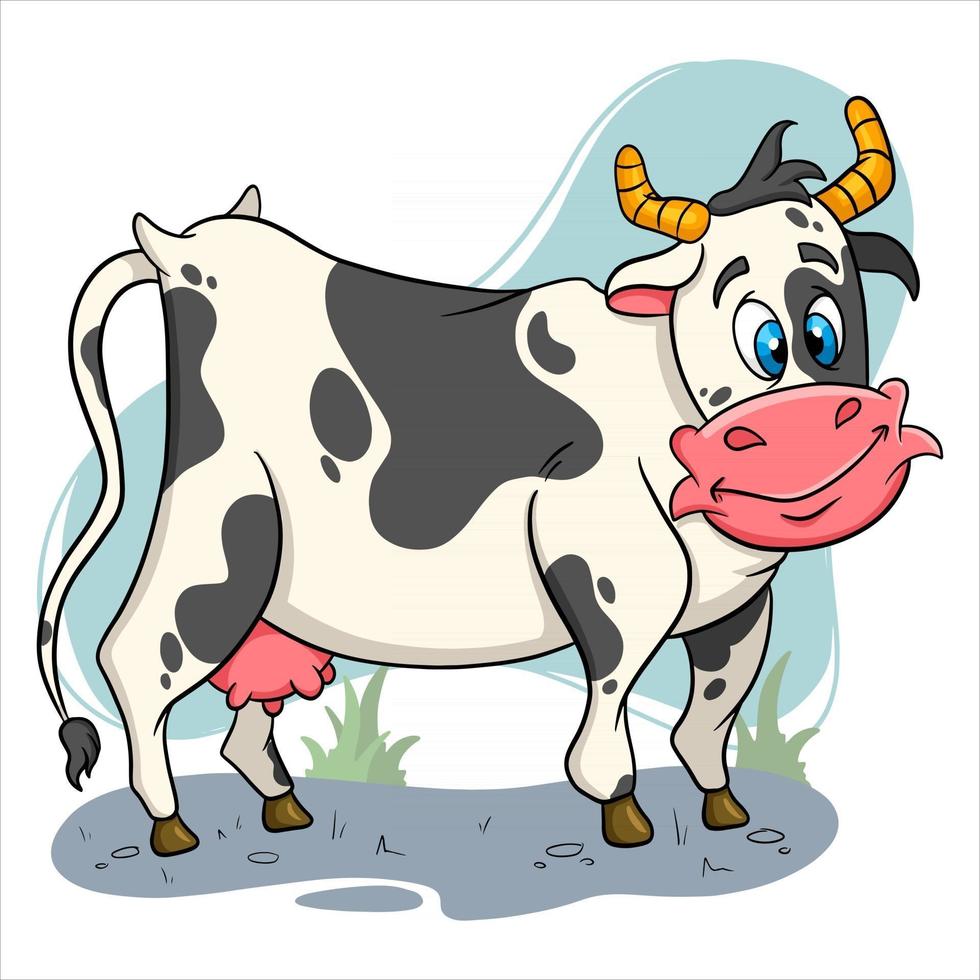 Tierfigur lustige Kuh im Cartoon-Stil vektor