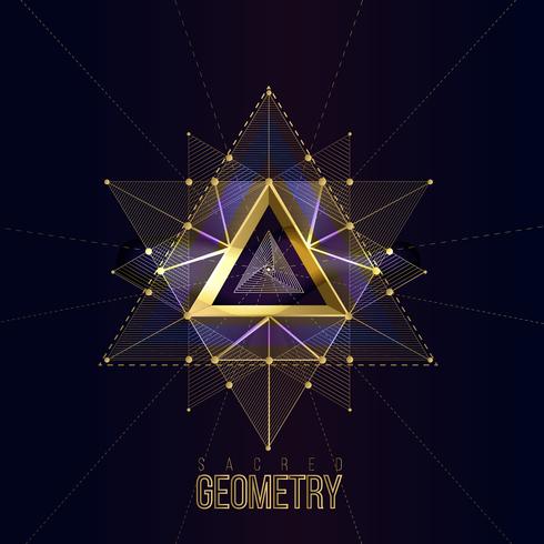 Heilige Geometrie lokalisierte Goldformen auf dunklem Farbhintergrund vektor