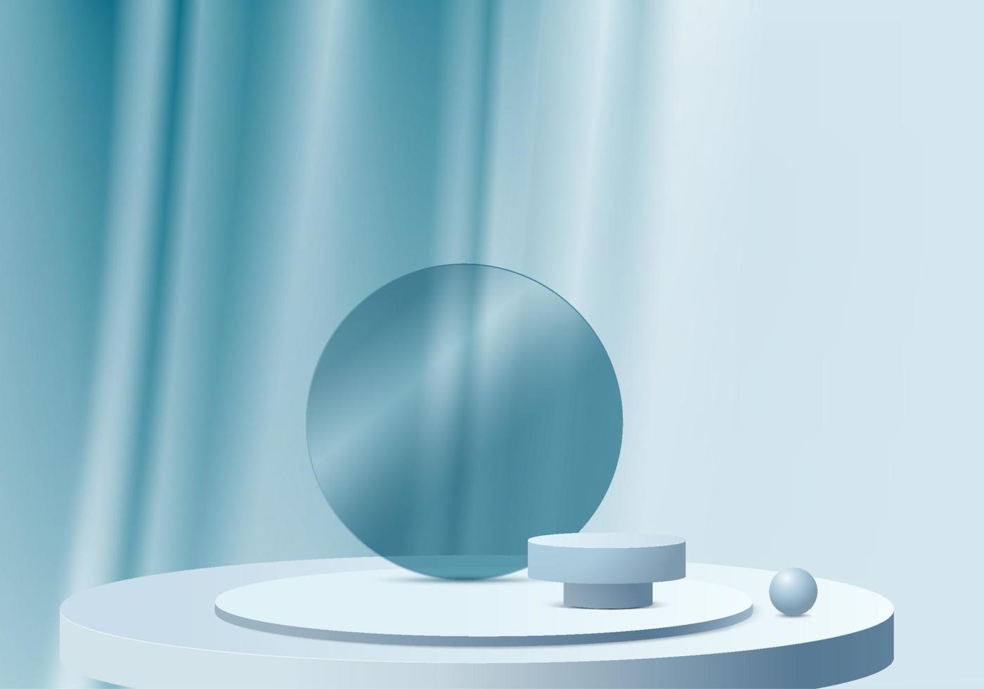 Plattform för bakgrund 3d med modernt blått exponeringsglas. bakgrundsvektor 3d-rendering crystal podiumplattform. stativ visar kosmetisk produkt. scenutställning på piedestal modern glasstudioplattform vektor