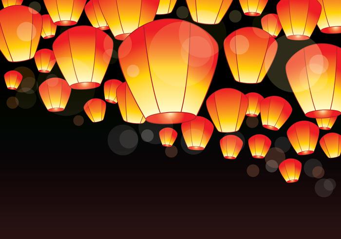 taiwan sky lantern festival vektor