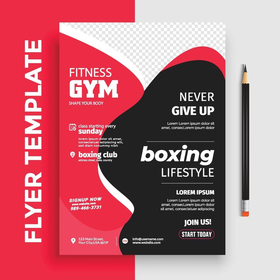 Kostenlose Fitnessstudio Fitness Poster Flyer Broschüre Cover Design Layout Raum für Fotohintergrund, Vektorillustrationsvorlage im A4-Format vektor