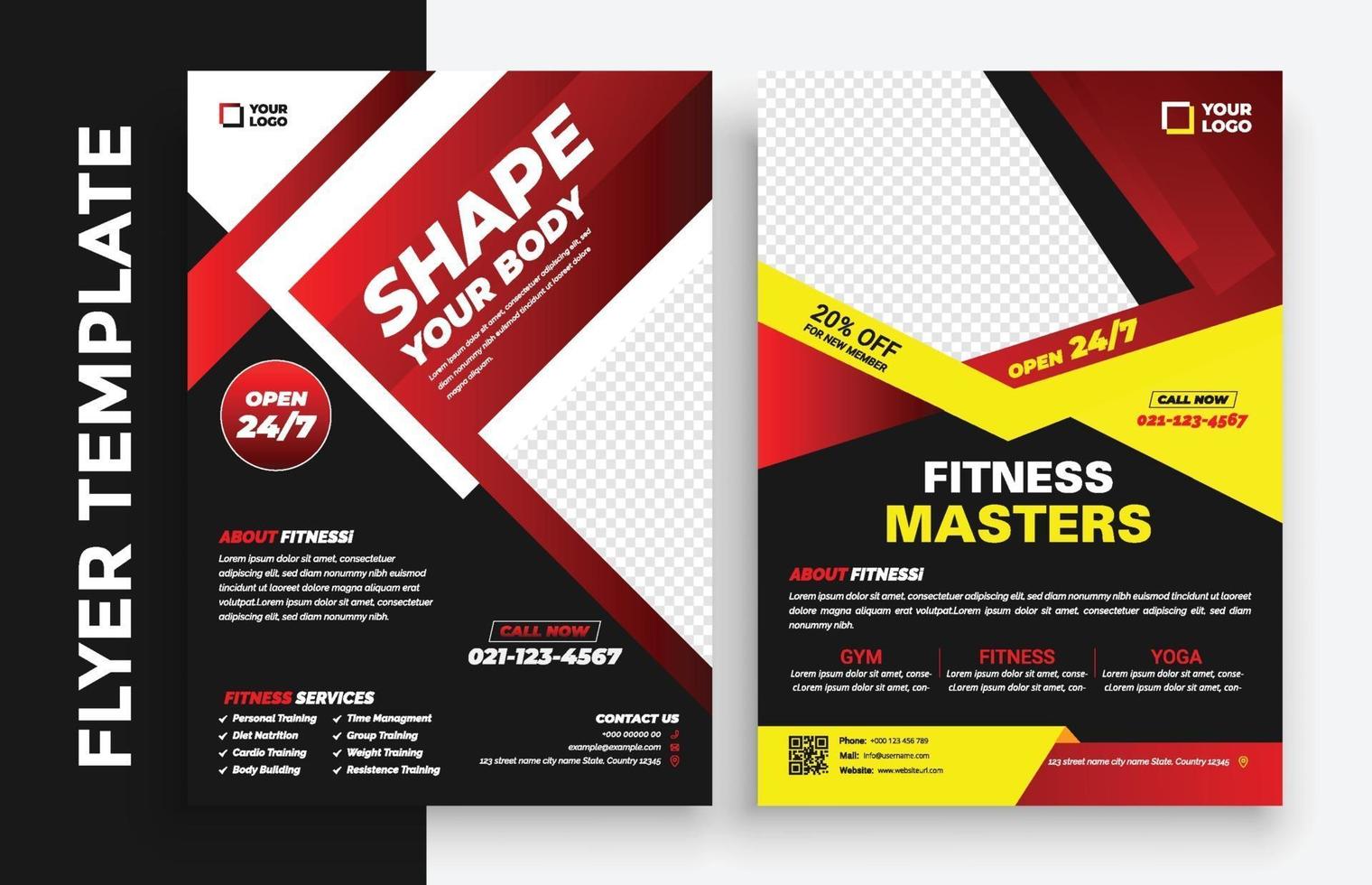 Kostenlose Fitnessstudio Fitness Poster Flyer Broschüre Cover Design Layout Raum für Fotohintergrund, Vektorillustrationsvorlage im A4-Format vektor