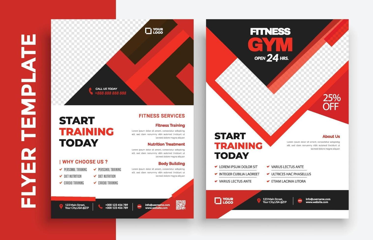 gratis gym fitness affisch flygblad broschyr broschyr täcka design layout utrymme för foto bakgrund, vektor illustration mall i a4 storlek