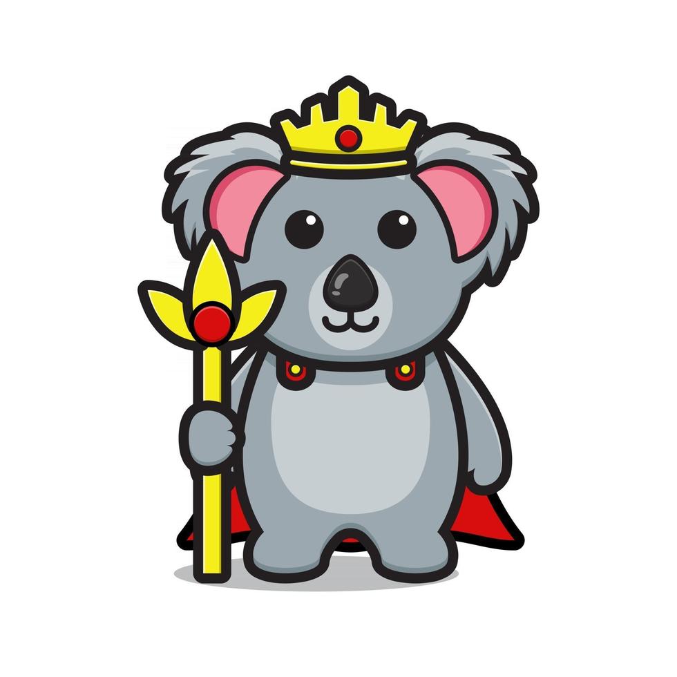 niedliche König Koala Maskottchen Charakter Cartoon Vektor Icon Illustration