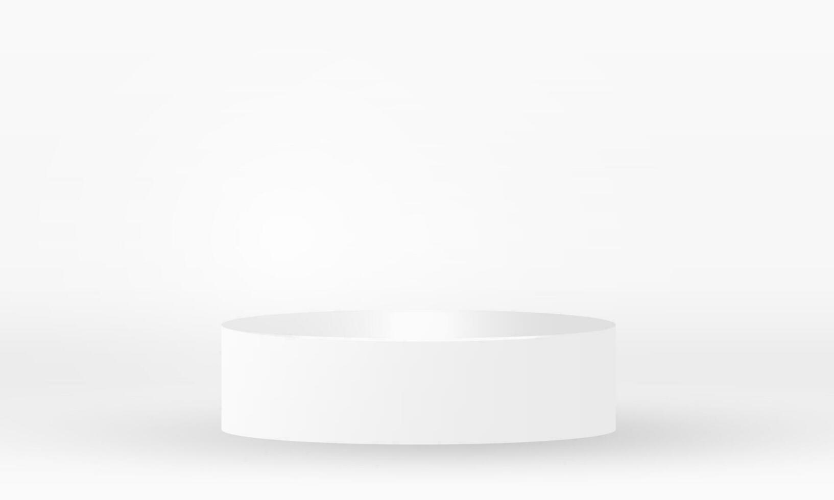 Weiß realistisch 3d Zylinder Sockel Podium mit Pastell- im halb Kreis Hintergrund. abstrakt Vektor Rendern geometrisch Plattform. Produkt Anzeige Präsentation. minimal Szene.