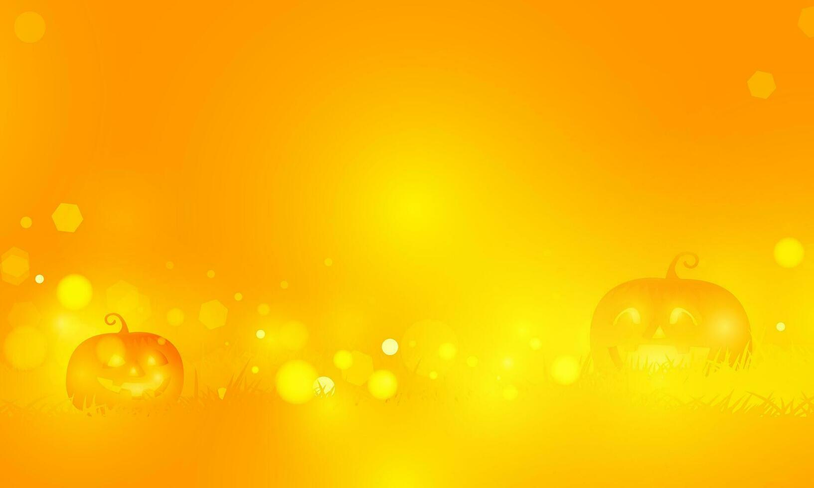 abstrakt Bokeh Licht Gold Farbe mit Sanft Licht Hintergrund zum dunkel süß Halloween Kürbisse Vektor Magie Urlaub Poster Design.