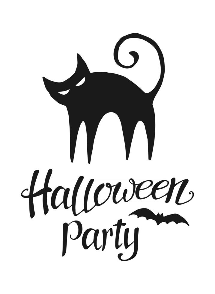 Halloween-Partyeinladung und Grußkarte, Flyer, Banner, Postervorlagen. handgezeichnete traditionelle charaktere, süße designelemente, handgeschriebene tintenbeschriftung. vektor
