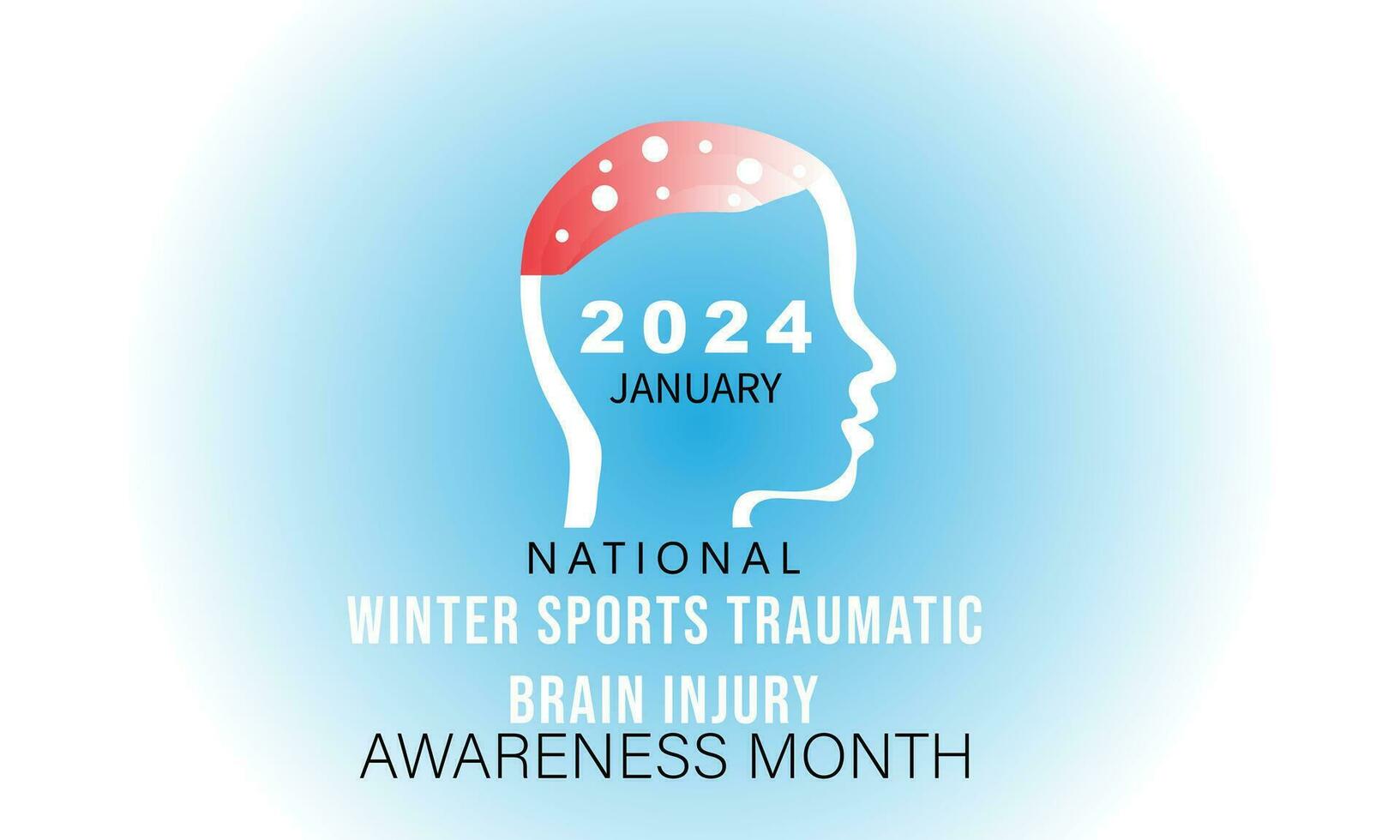 nationell vinter- sporter traumatisk hjärna skada medvetenhet månad. bakgrund, baner, kort, affisch, mall. vektor illustration.
