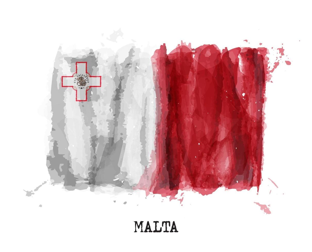 realistische aquarellmalerei flagge von malta. Vektor. vektor