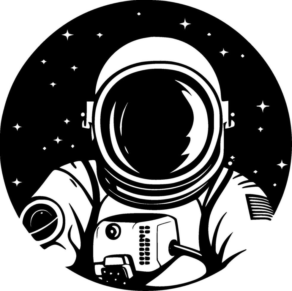 Astronaut - - schwarz und Weiß isoliert Symbol - - Vektor Illustration