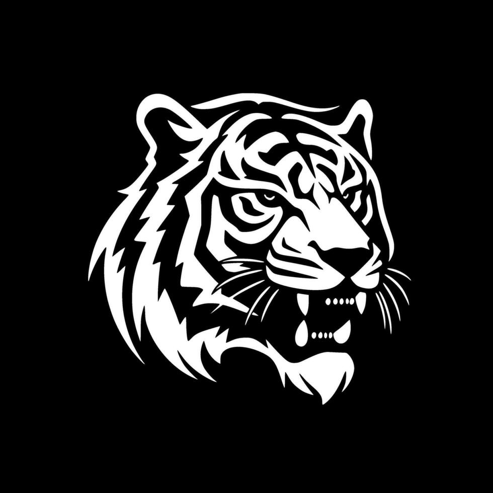 tiger, svart och vit vektor illustration