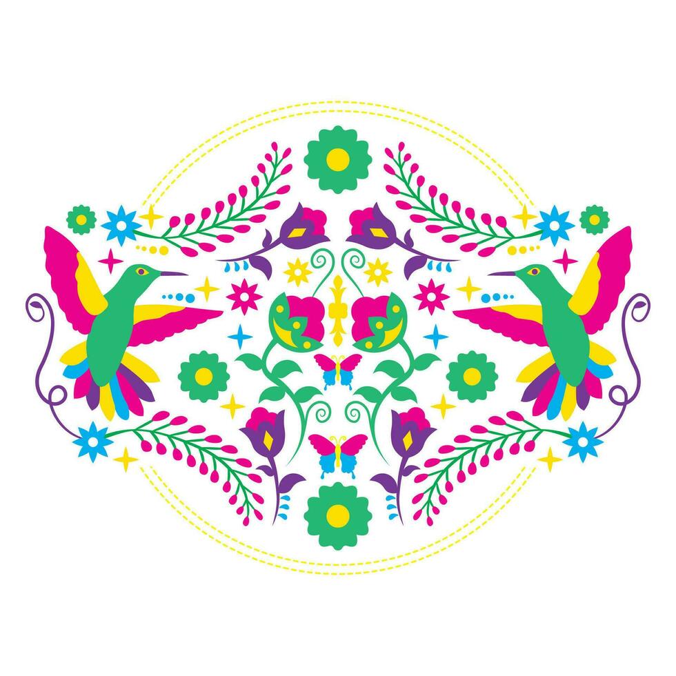 traditionell Mexikaner Blume Stickerei Vektor Illustration Design