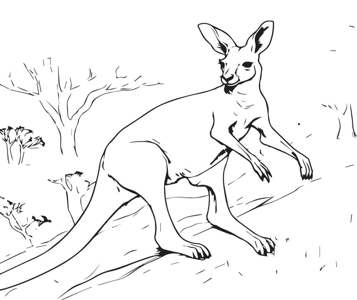 känguru Hoppar i de vild färg sida vektor