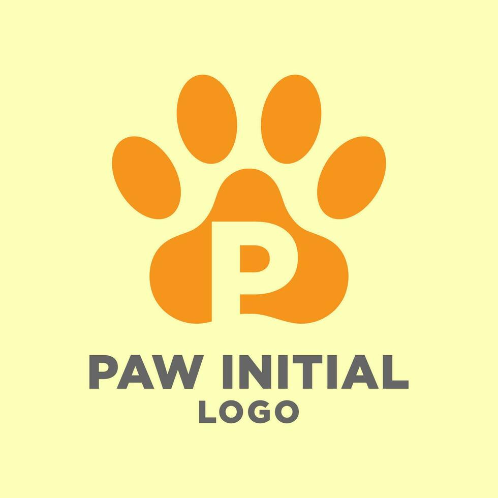 Brief p Hund Pfoten Initiale Vektor Logo Design