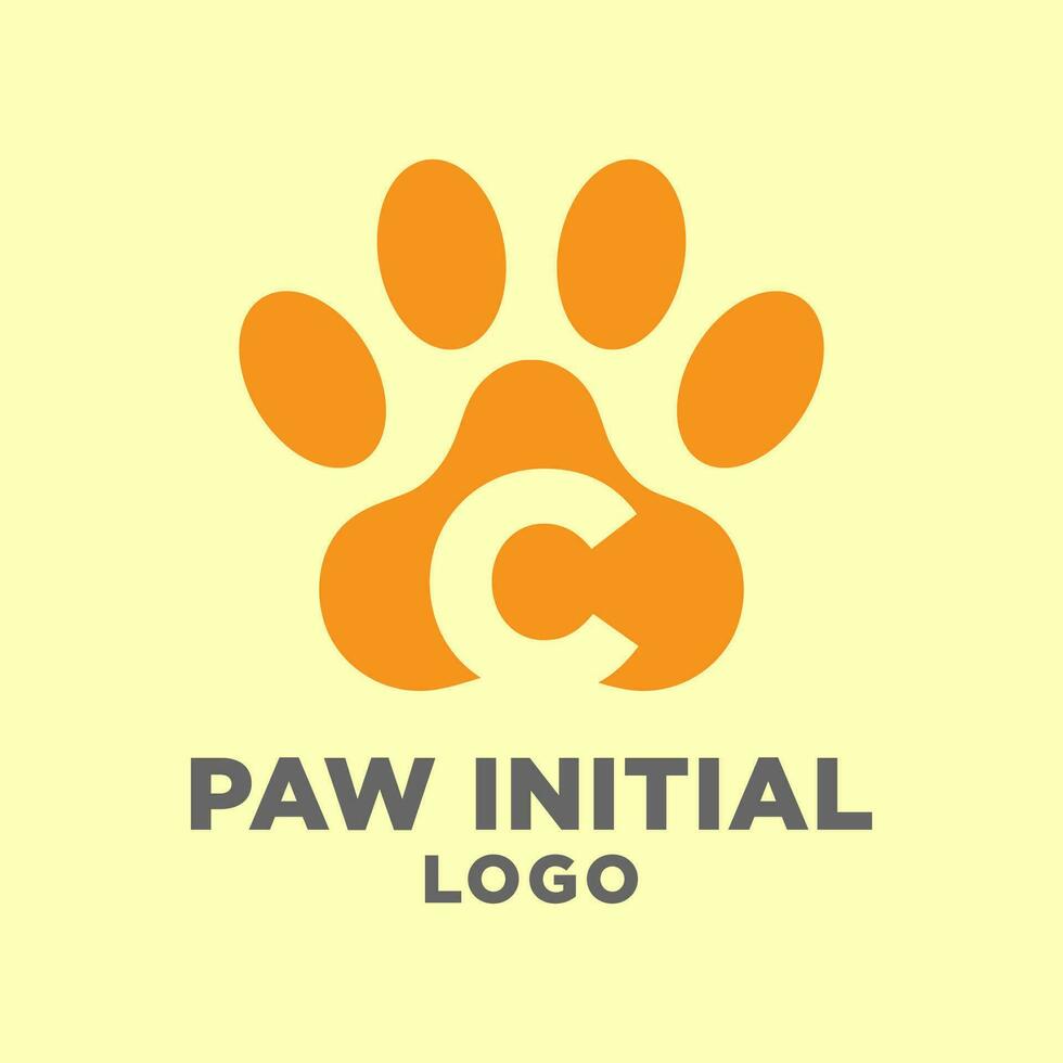 brev c hund tassar första vektor logotyp design