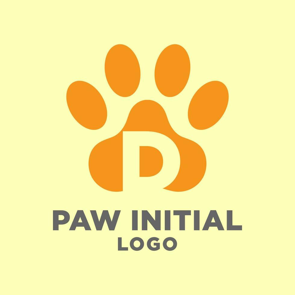 brev d hund tassar första vektor logotyp design