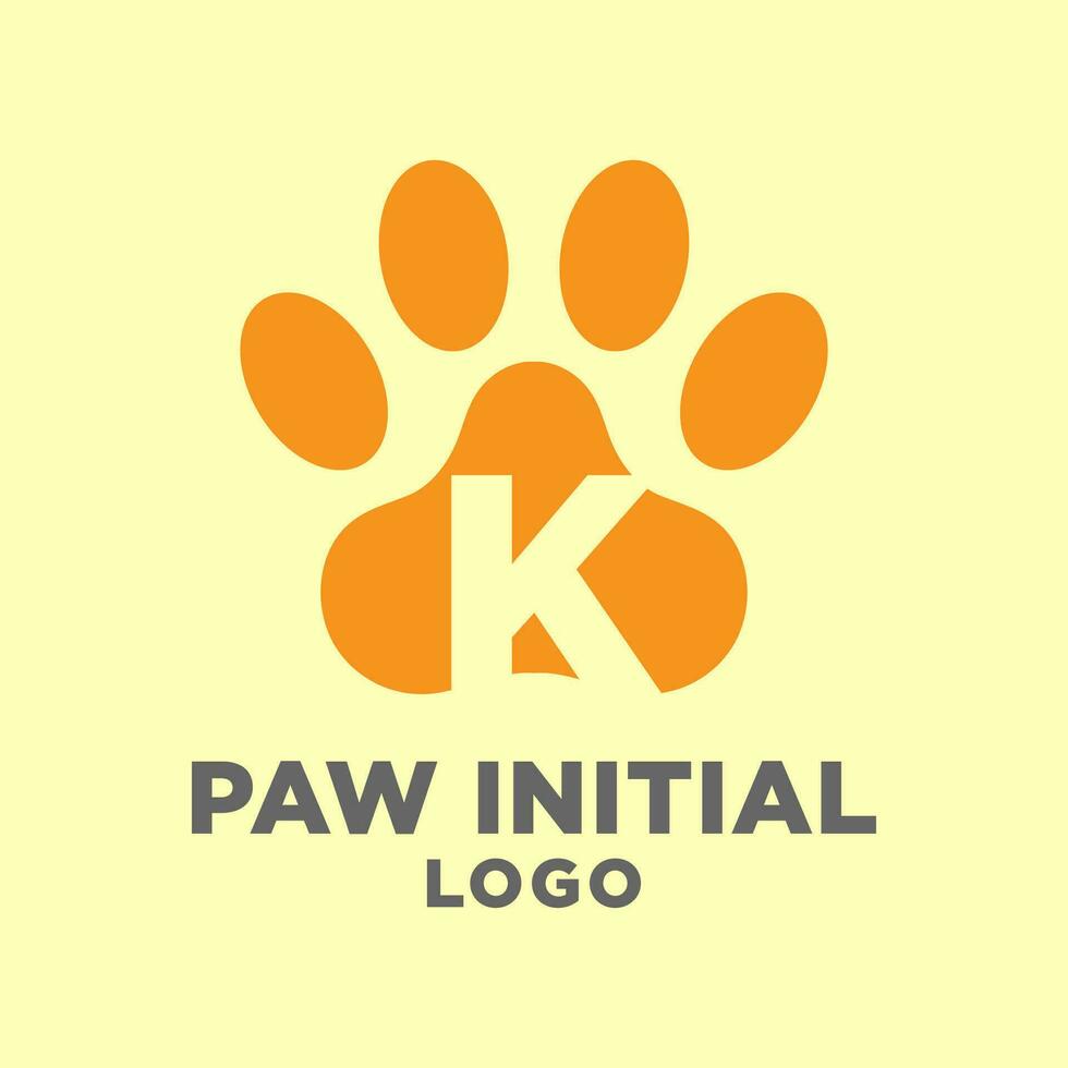 Brief k Hund Pfoten Initiale Vektor Logo Design