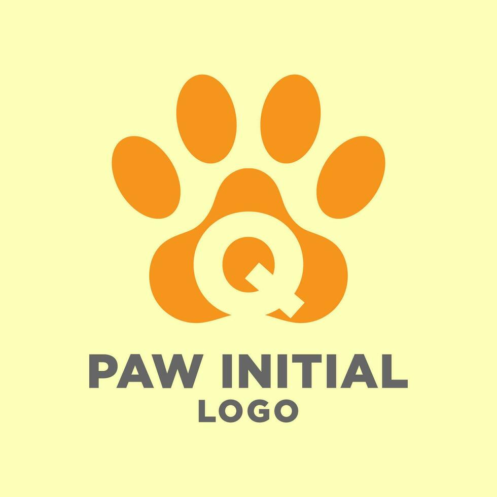 Brief q Hund Pfoten Initiale Vektor Logo Design