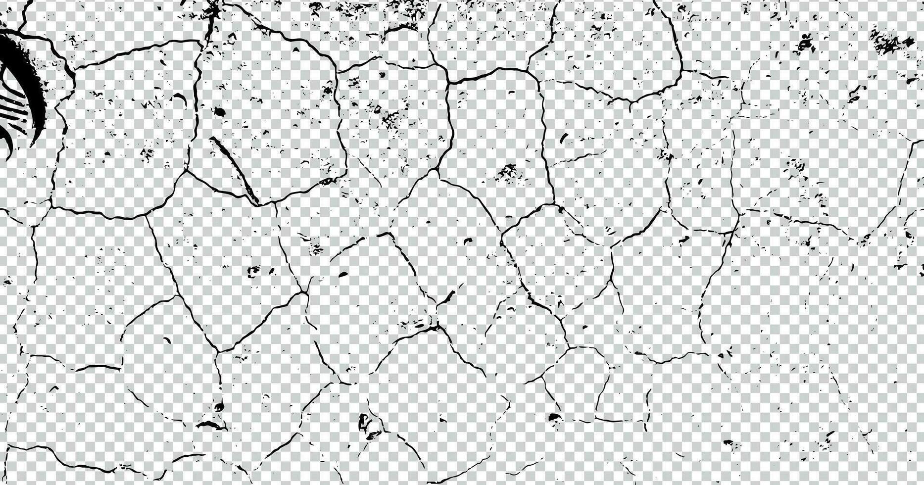 ein schwarz und Weiß Bild von ein geknackt Mauer vektor