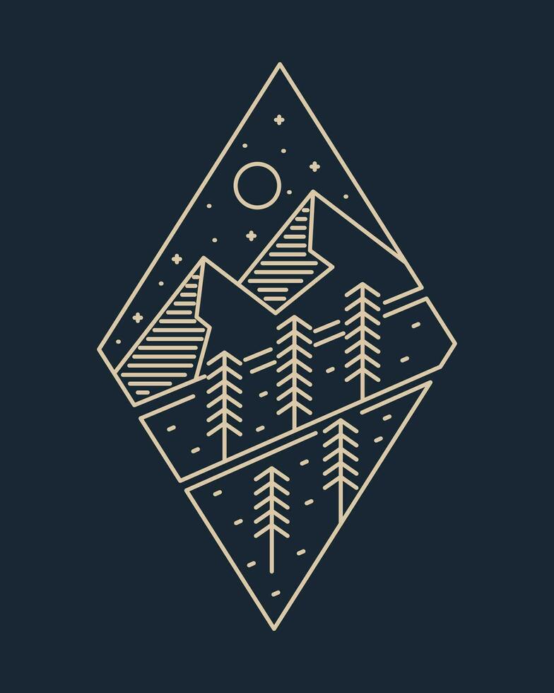 de berg camping utomhus- bricka t skjorta klistermärke vektor illustration