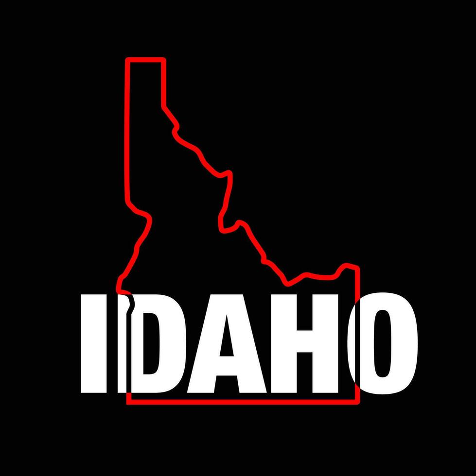 Idaho Zustand Karte Typografie auf schwarz Hintergrund. vektor