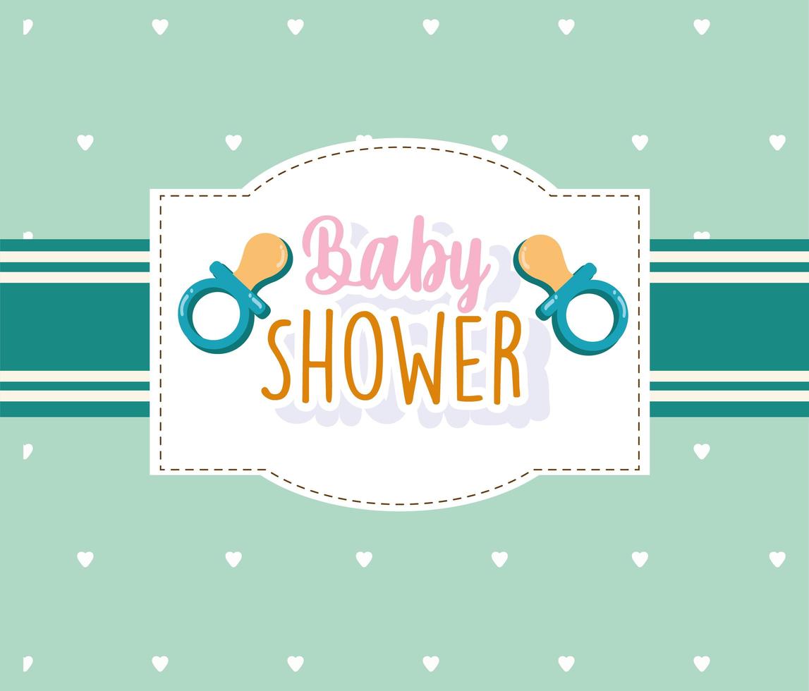 Babypartyeinladungskarte Schnuller, Willkommensvorlage für Neugeborene vektor