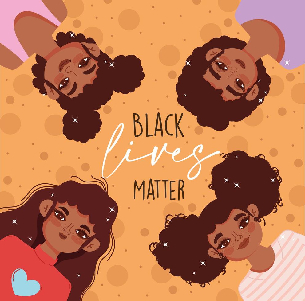 Schwarze Leben sind wichtig, süßes Mädchen-Cartoon-Porträt vektor
