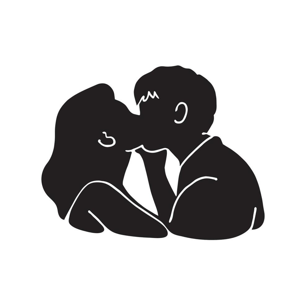 Erfahrung das Magie von Liebe mit diese fesselnd Illustration von ein Silhouette von ein küssen Paar. ein zeitlos Symbol von Zuneigung. vektor