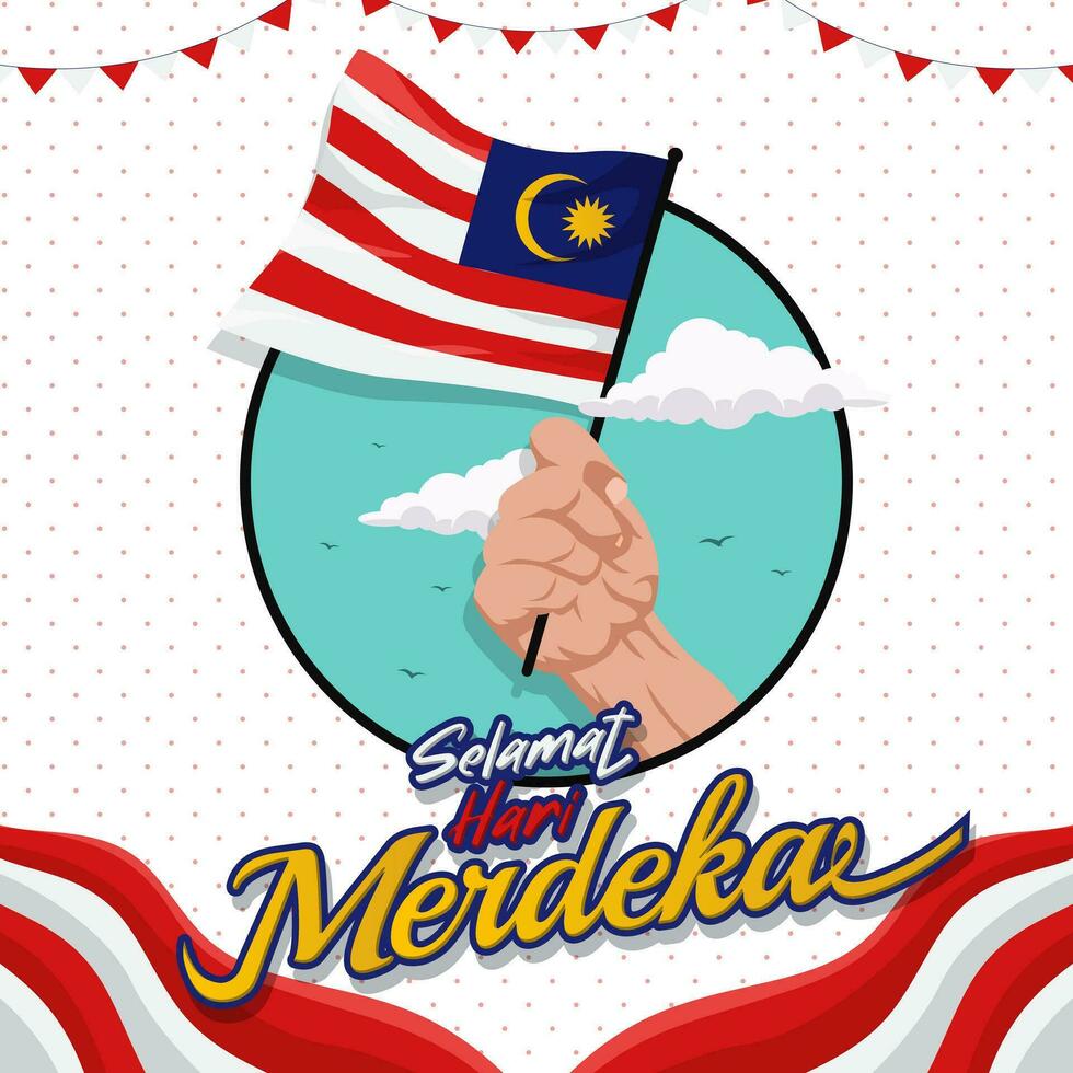 Malaysia Unabhängigkeit Tag Gruß eben Design vektor