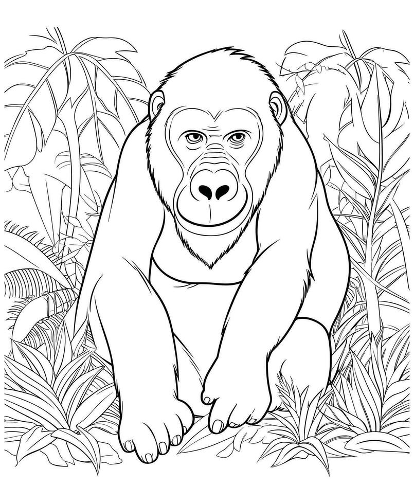 Gorilla Färbung Seite zum Erwachsene vektor