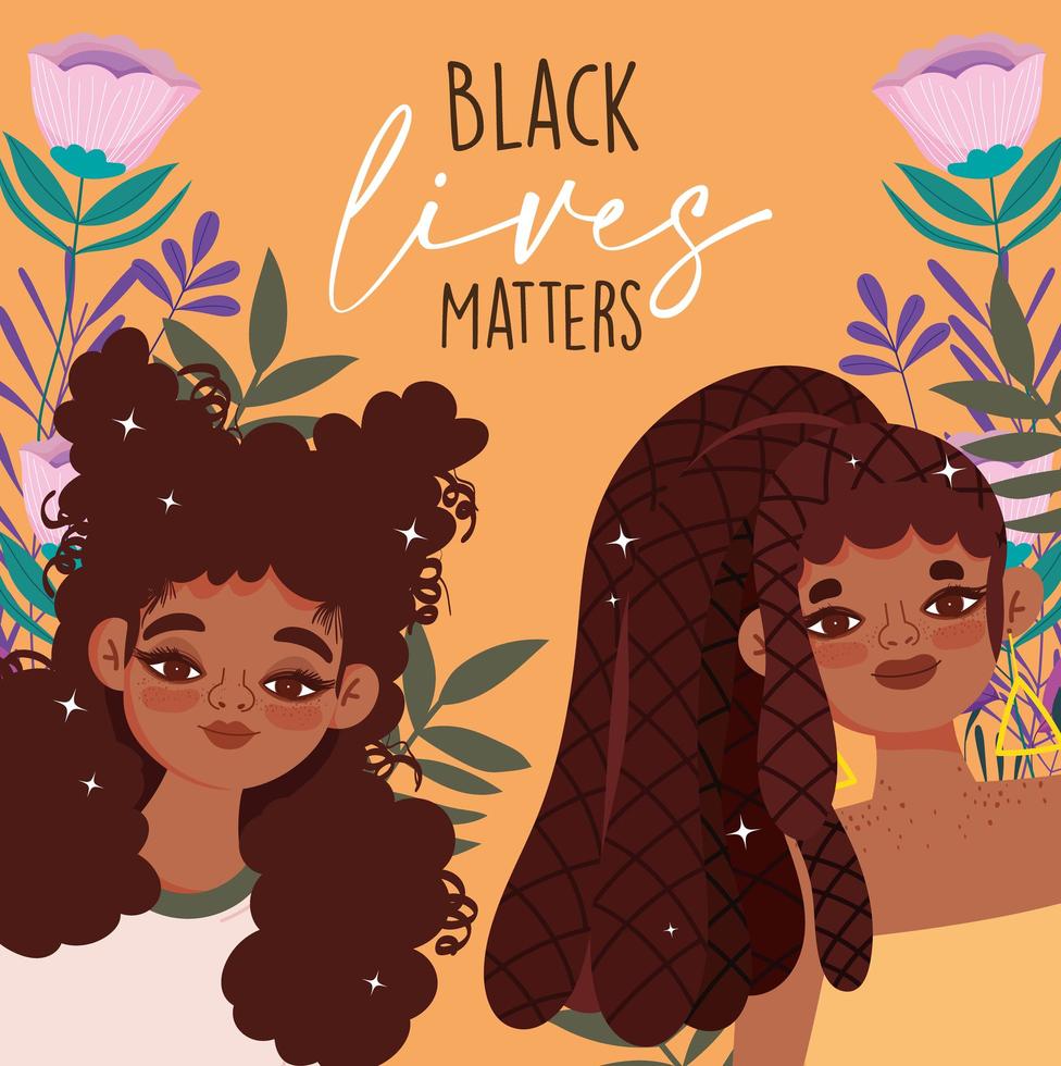 svarta liv är viktiga, unga afroamerikanska kvinnokaraktärer 