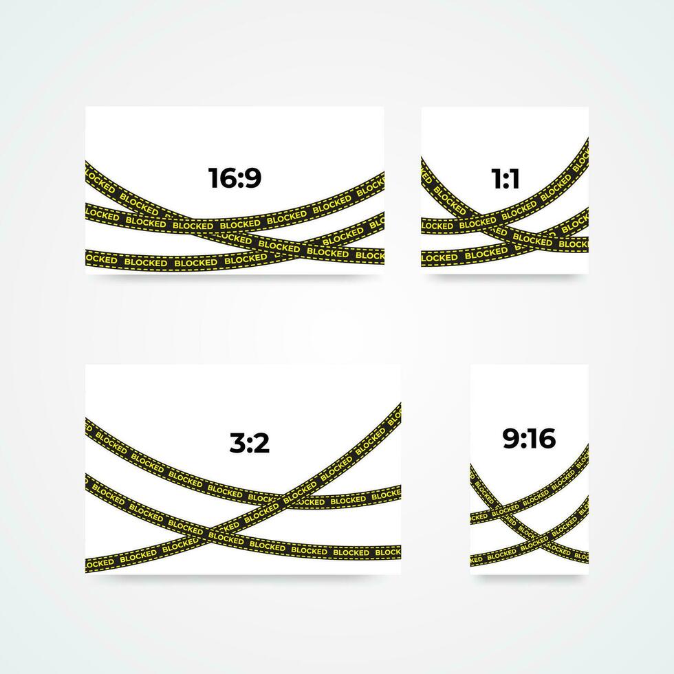 barrikad tejp med blockerad text för social bakgrunder i olika upplösning skalor vektor