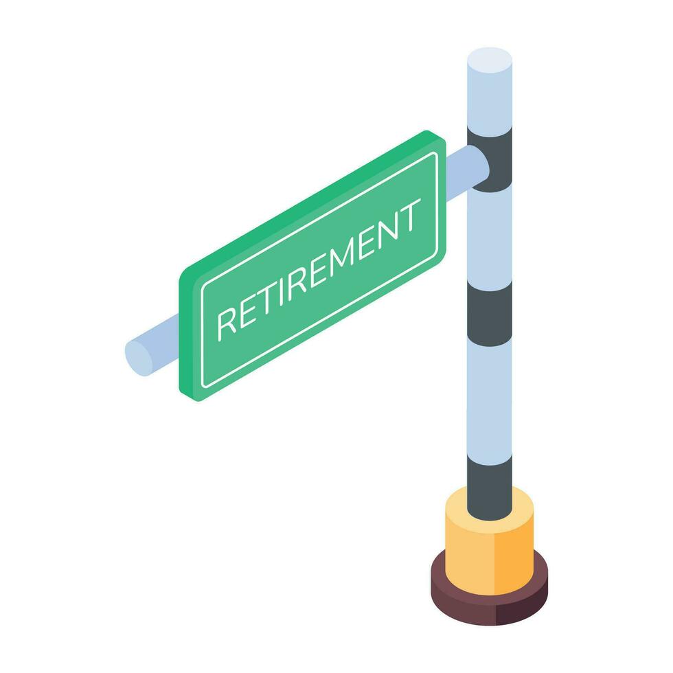 pensionering styrelse isometrisk ikon är upp för premie använda sig av vektor