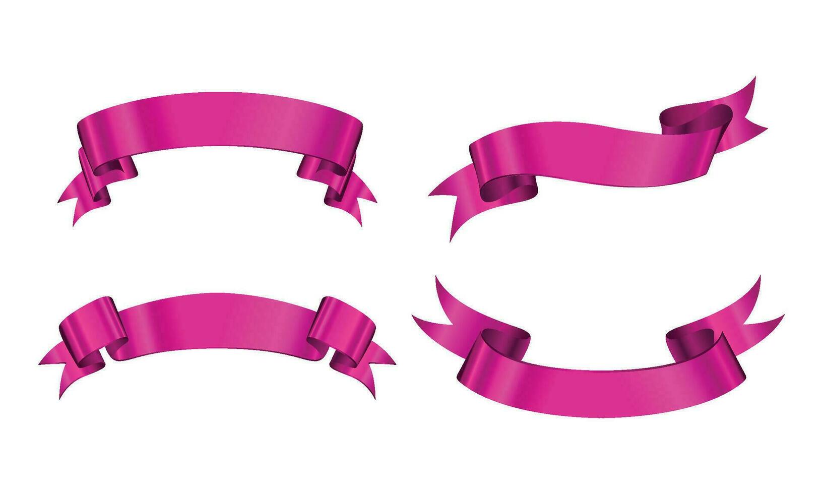 vektor rosa glansig band vektor banderoller uppsättning. band märka rosa glansig, band ringlad märka