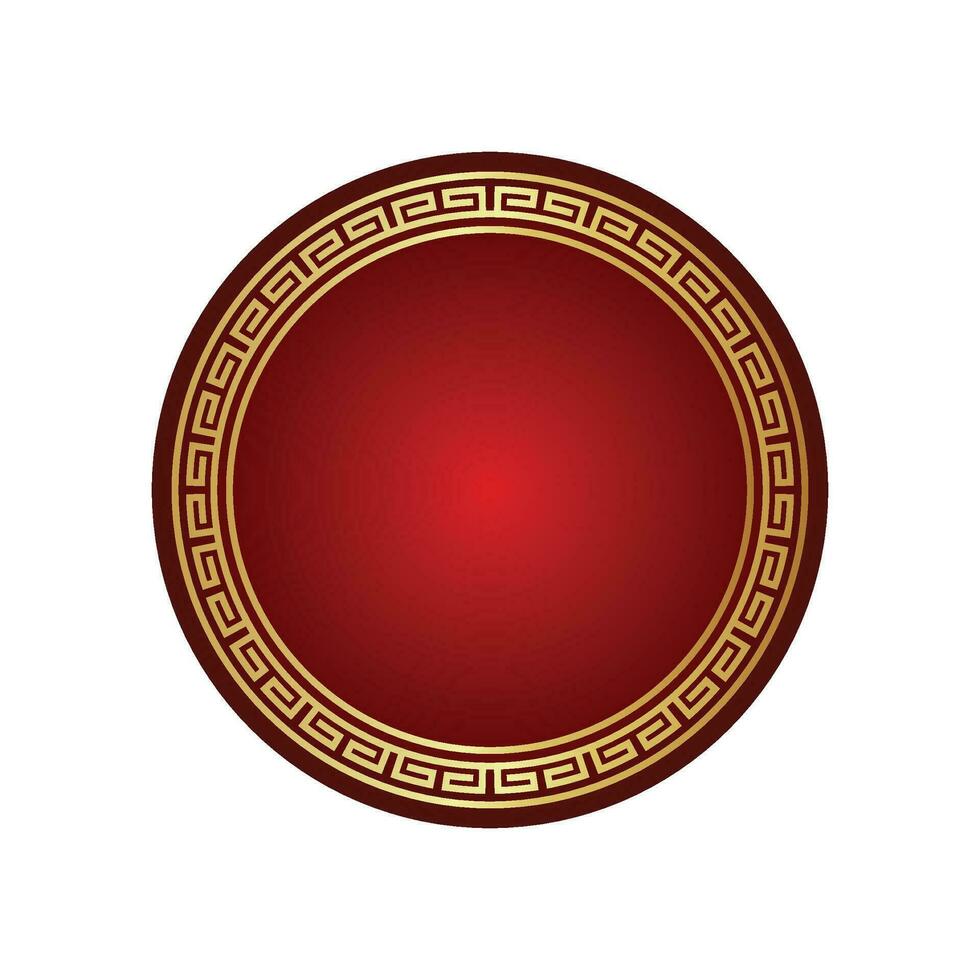 vektor traditionell enkel slingra sig gyllene cirkel ram. kinesisk ny år element