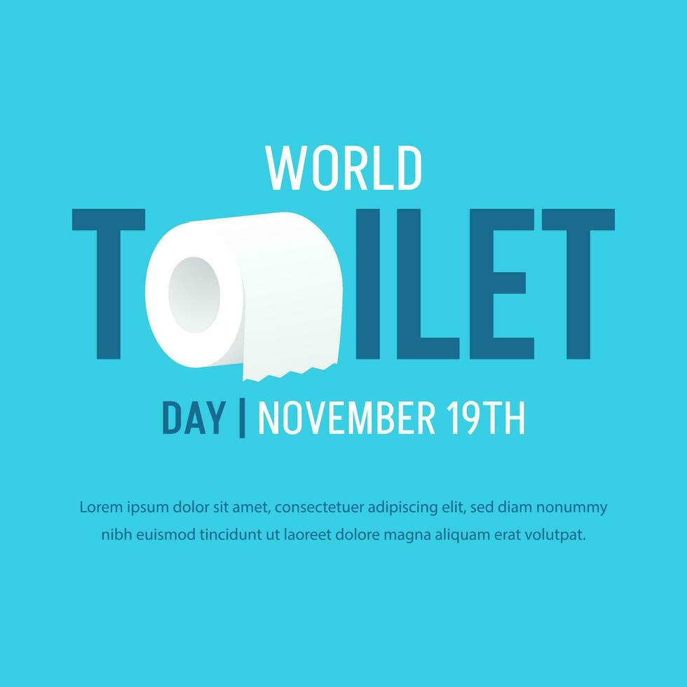 värld toalett dag oktober 19:e med rulla vävnad illustration på isolerat bakgrund vektor