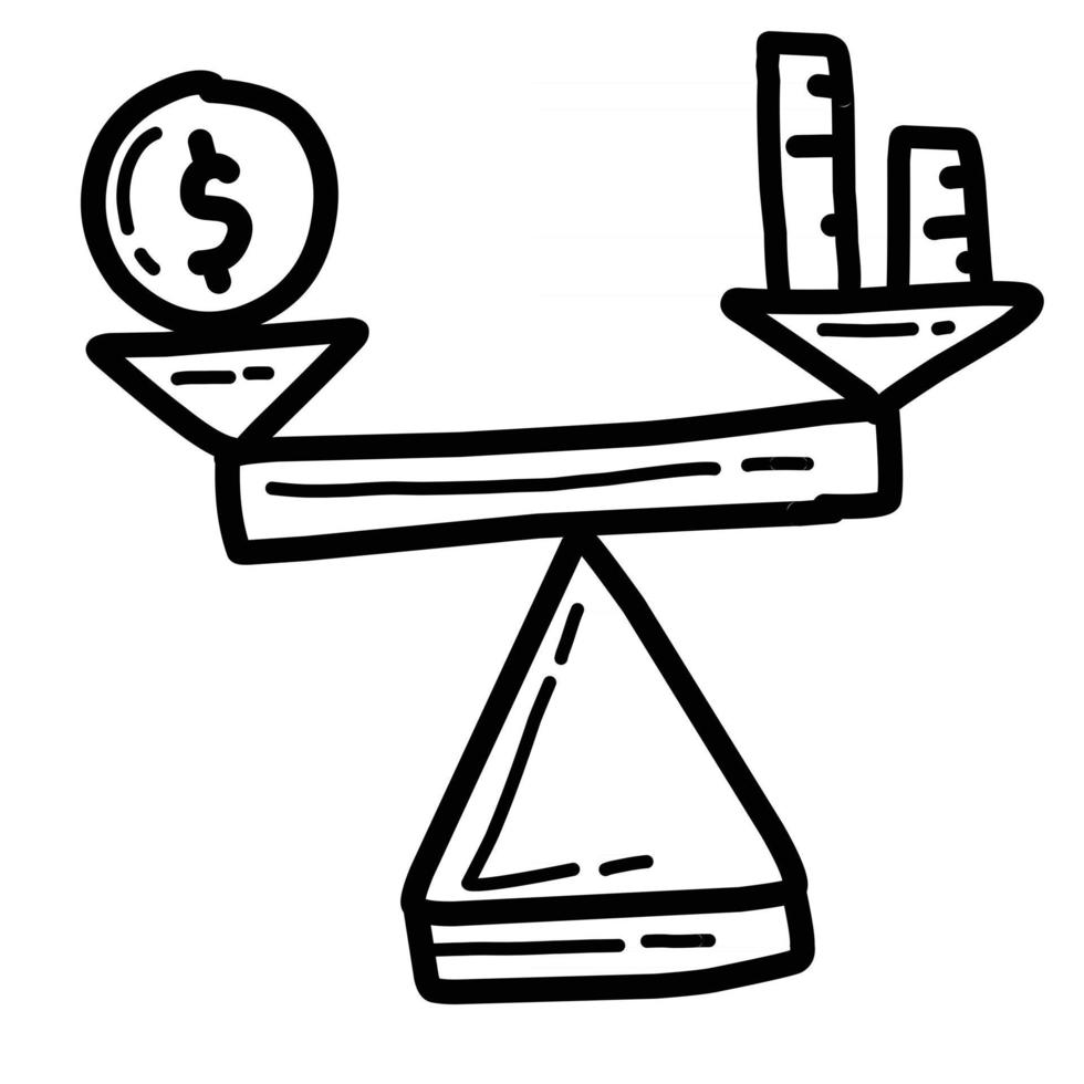 Business Balance handgezeichnete Icon-Design, Umriss schwarz, Vektor-Symbol. vektor