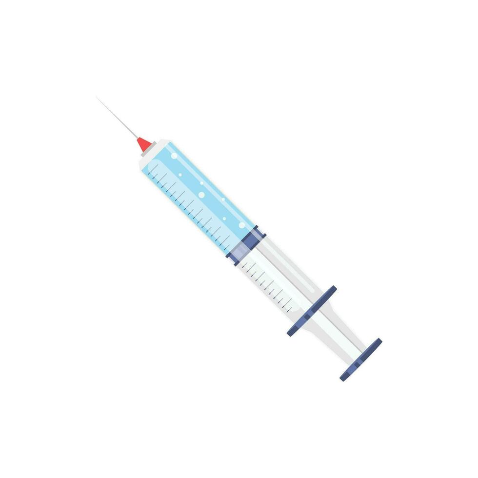 Vektor Symbol Plastik medizinisch Spritze mit Nadel, Kolben, Skala, Medizin