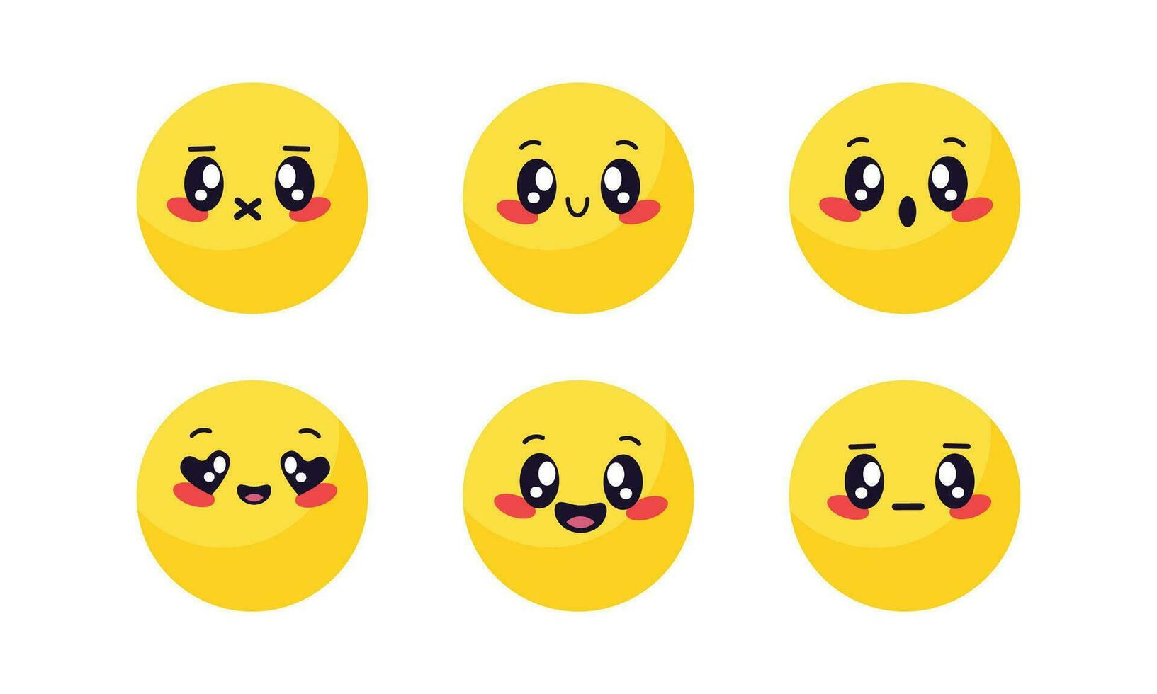 Vektor Sammlung von süß Emoticons Reaktion zum Sozial Medien