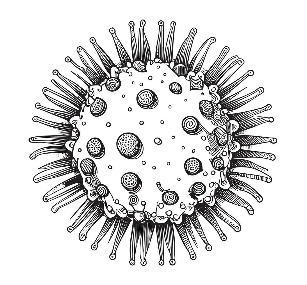 virus hand dragen skiss vektor illustration i klotter stil