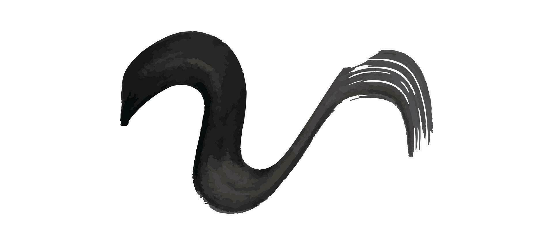 svart vågig grunge borsta stroke. målad bläck rand. bläck fläck isolerat på vit bakgrund. vektor illustration