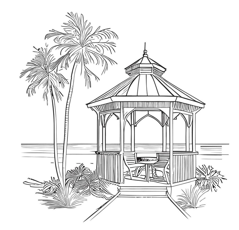 Biset auf das Strand skizzieren Hand gezeichnet im Gekritzel Stil Vektor Illustration Strand
