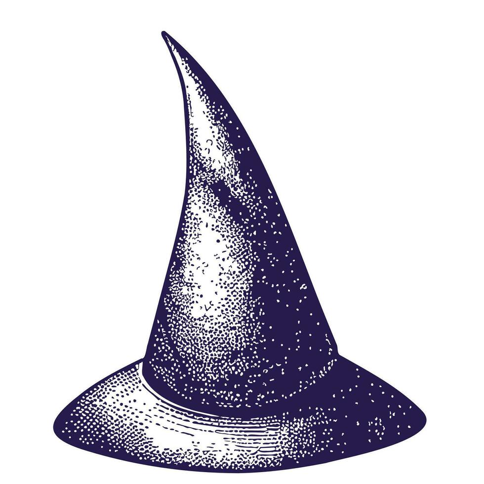 häxa hatt skiss hand dragen halloween vektor illustration