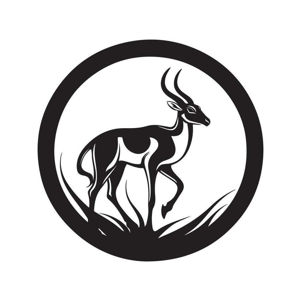 springbok, årgång logotyp linje konst begrepp svart och vit Färg, hand dragen illustration vektor